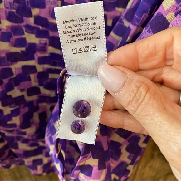 Coldwater Creek M 10* Purple 100% Cotton Button-Up Workwear Casual No Iron Shirt - Picture 6 of 9